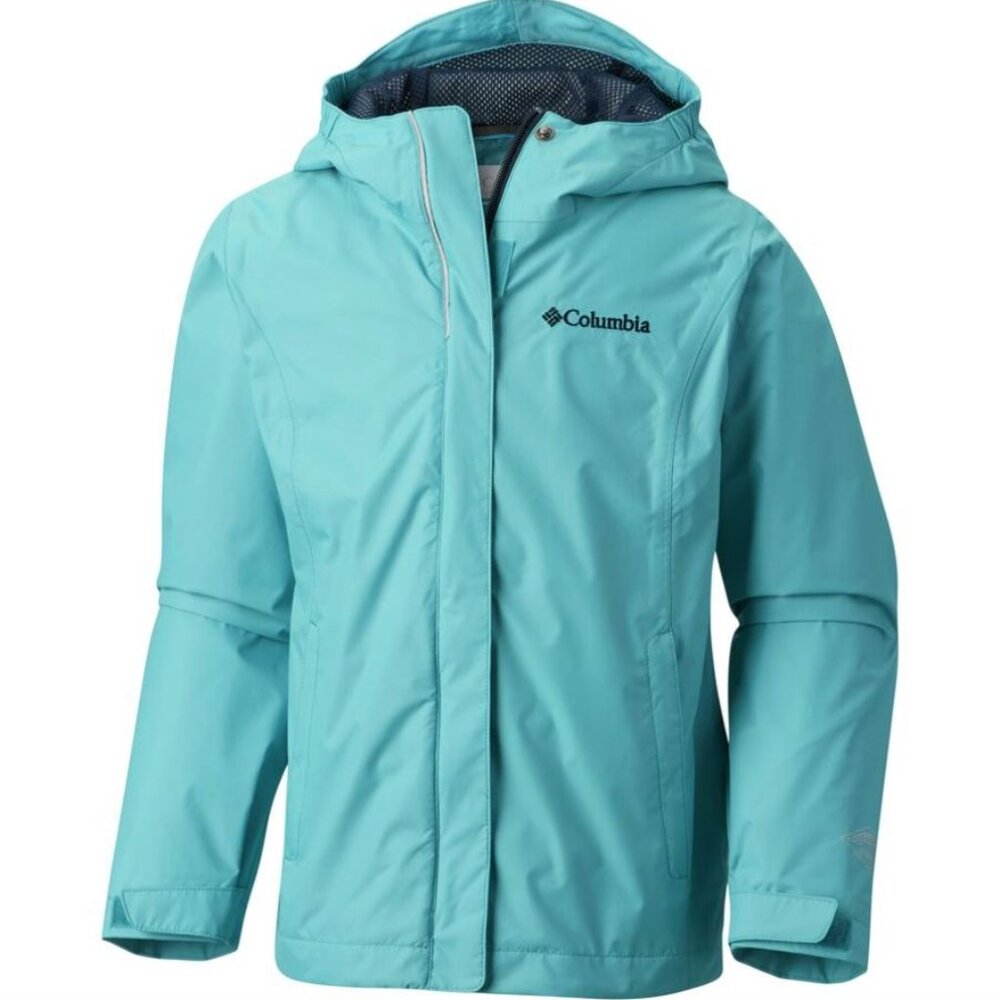 NWOT Girls Columbia Arcadia Rain Shell Jacket size XXS aqua "Elsa" blue green